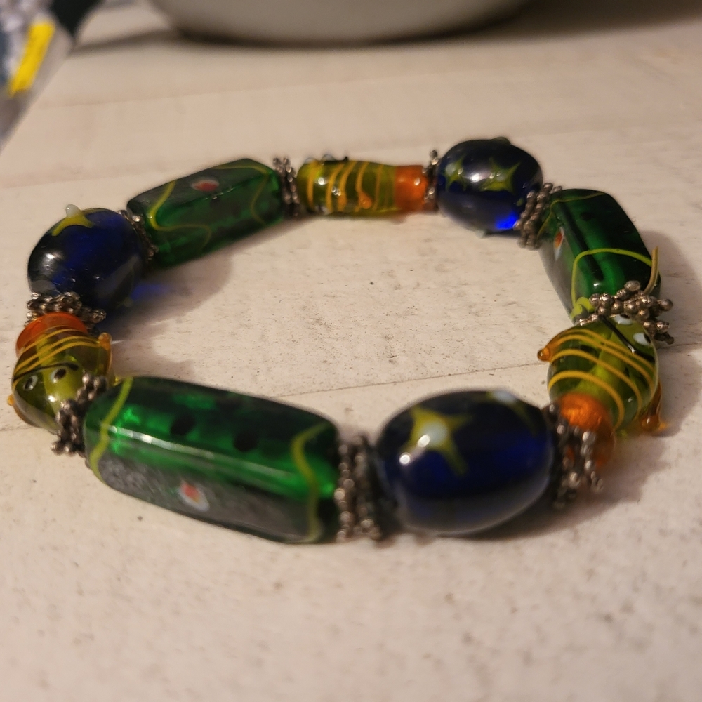 Handcrafted Glass Beaded Colorful Bracelet~Nautical